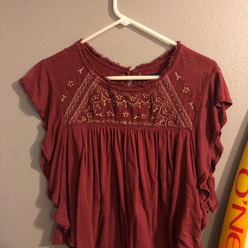Red and tan shirt
